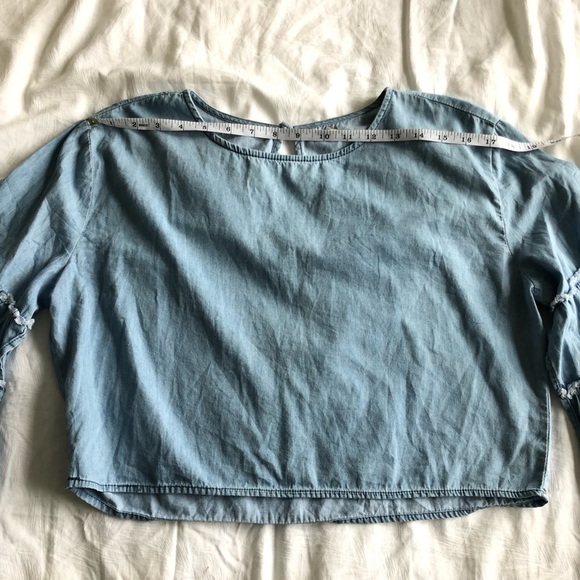 𝅺Charlotte Russe Bell Sleeved Chambray Denim Shirt - Picture 9 of 12